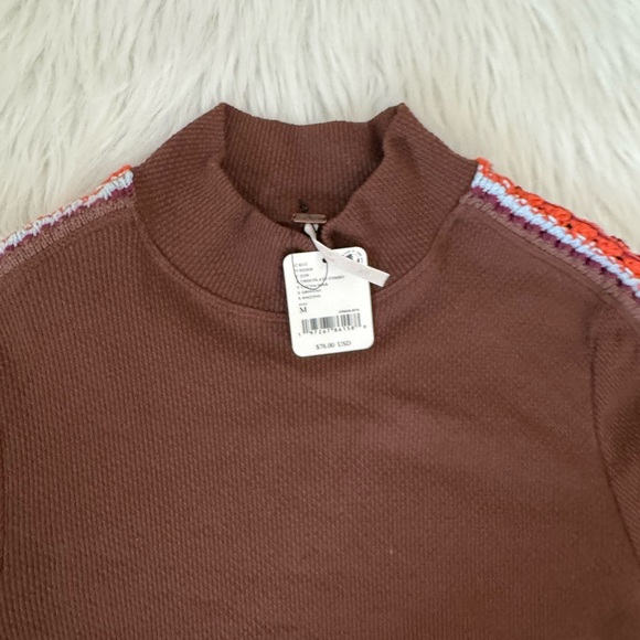 Free People Switch It Up Cuff Thermal Top Long Sleeve Chocolate Combo Size M - Picture 10 of 13